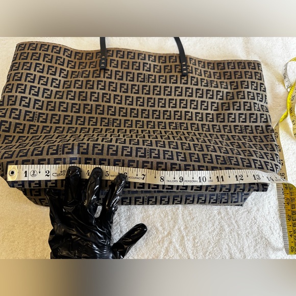 Fendi Zucchino Canvas Navy blue/gray color tote bag with dust bag… - Picture 15 of 16